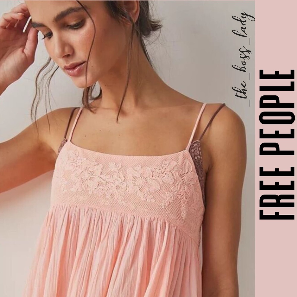 Free People maxi dress slip embroidered cotton - Picture 3 of 9